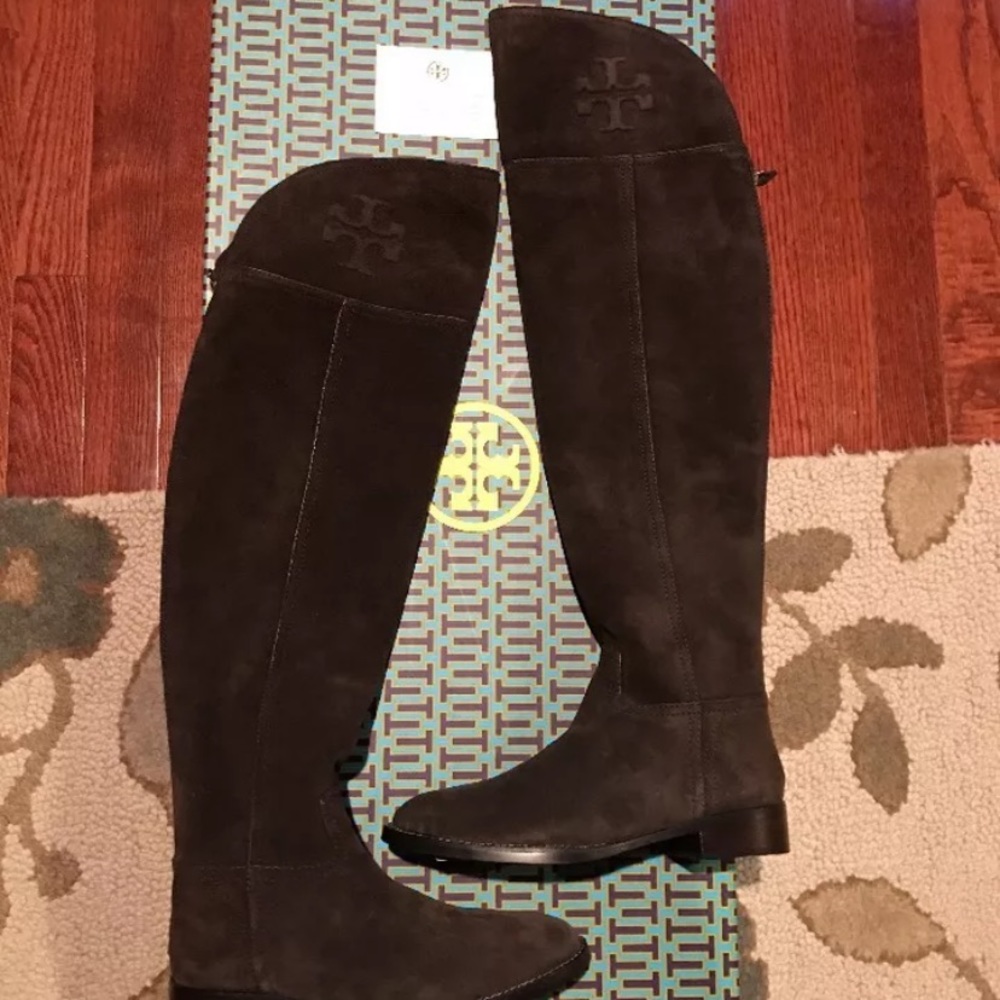 Tory Burch brown sueded 5.5 boots over the knee brand new with box